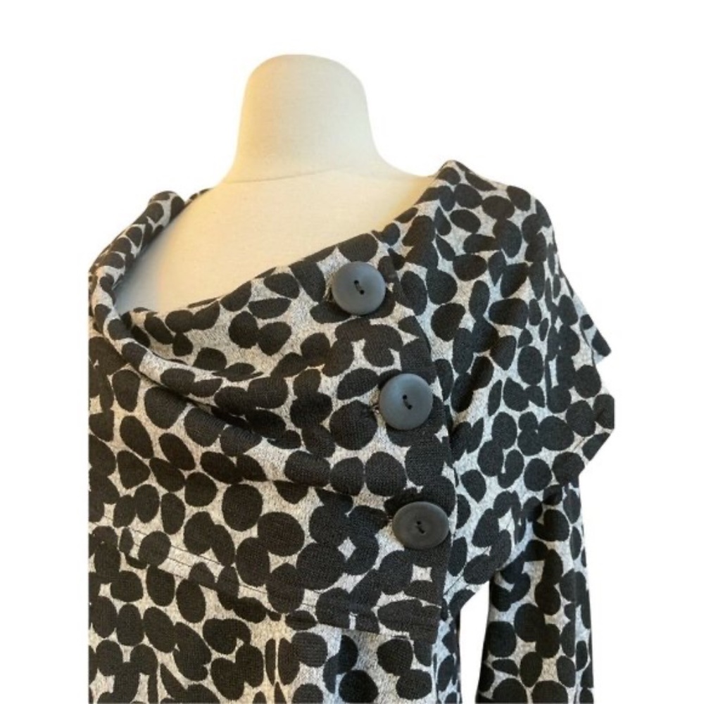 Sympli Black and White Dot-Print Asymmetrical Button Blouse